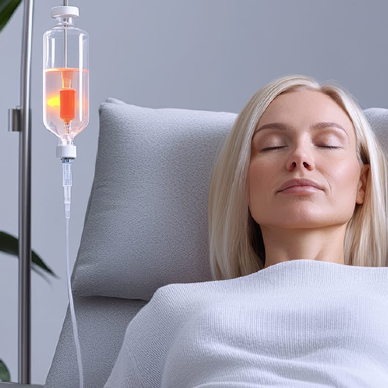 A modern clinic scene showing a patient relaxed in a chair while